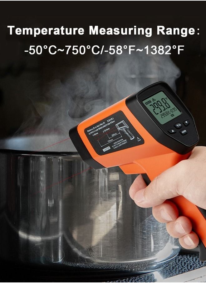 INKBIRD Dual Laser Infrared Thermometer for Cooking -50℃~750℃ Non-Contact Infrared Thermometer Gun for Pizza Oven Laser Temperature Gun with Holster DS Ratio 16:1 LCD Backlit INK-IFT03 OR