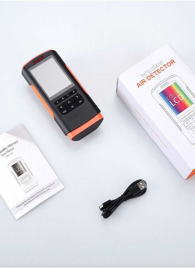 Air Quality Monitor Upgraded Portable Air Detector Meter Air Pollution Level Tester HCHO TVOC PM2.5/1.0/10 Temperature and Humidity Detector 8-in-1AQI Tester Air Quality Test for Home Office School