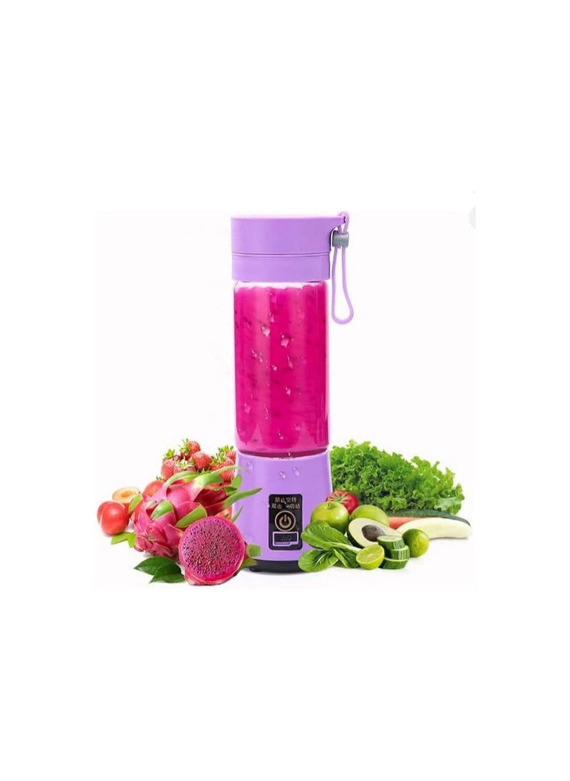 Rechargeable Juicer Cup, Portable Blender 400ml Fruit Mixing Machine with Six Blades & USB Charger Cable,Purple