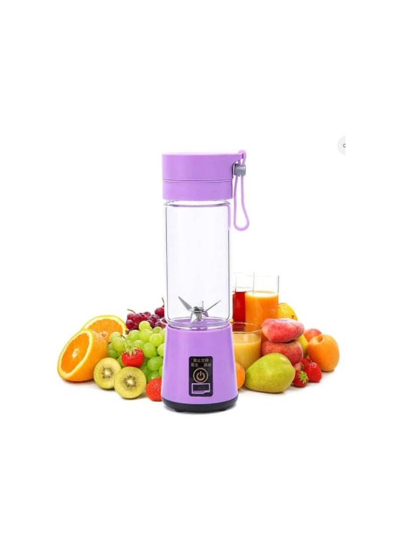 Rechargeable Juicer Cup, Portable Blender 400ml Fruit Mixing Machine with Six Blades & USB Charger Cable,Purple