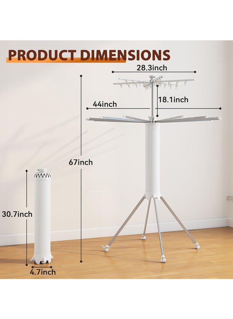 3M-Art Stylish Clothes Drying Stand - 360° Rotating Drying Stand Laundry - Heavy-Duty & Space-Saving Cloth Drying Stand - Foldable & Portable Clothes Drying Rack for Indoor & Outdoor Drying.