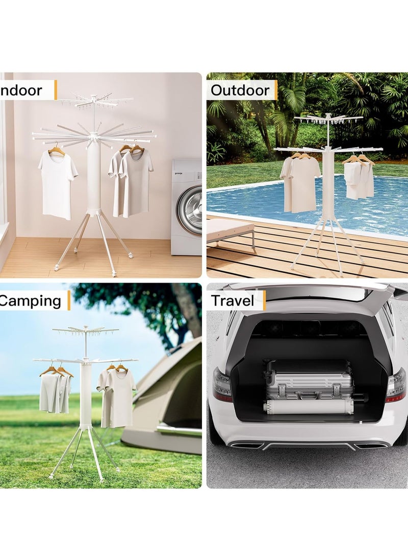 3M-Art Stylish Clothes Drying Stand - 360° Rotating Drying Stand Laundry - Heavy-Duty & Space-Saving Cloth Drying Stand - Foldable & Portable Clothes Drying Rack for Indoor & Outdoor Drying.