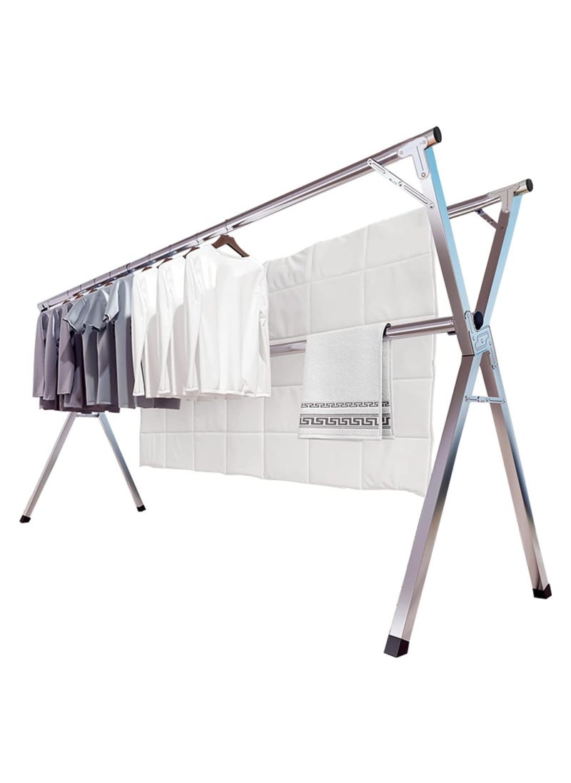 Stainless Steel Garment Rack - Adjustable and Foldable Clothes Drying Rack, Stainless Steel Garment Rack Adjustable and Foldable Space Saving Laundry Drying Rack