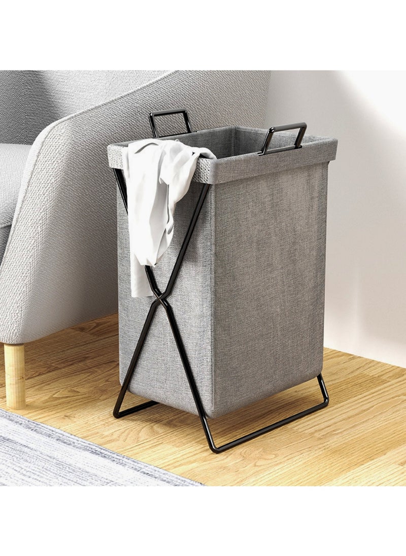 Foldable Laundry Basket with Stainless Steel Frame, 50L Collapsible Waterproof Laundry Basket, Laundry Hamper Bag Washing Bin Clothes Bag Organizer Storage Wash Basket Hamper for Clothes Toys