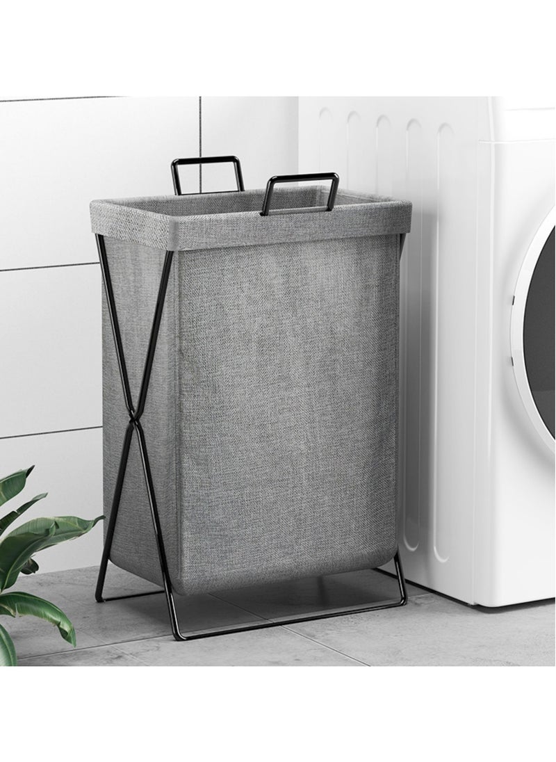 Foldable Laundry Basket with Stainless Steel Frame, 50L Collapsible Waterproof Laundry Basket, Laundry Hamper Bag Washing Bin Clothes Bag Organizer Storage Wash Basket Hamper for Clothes Toys