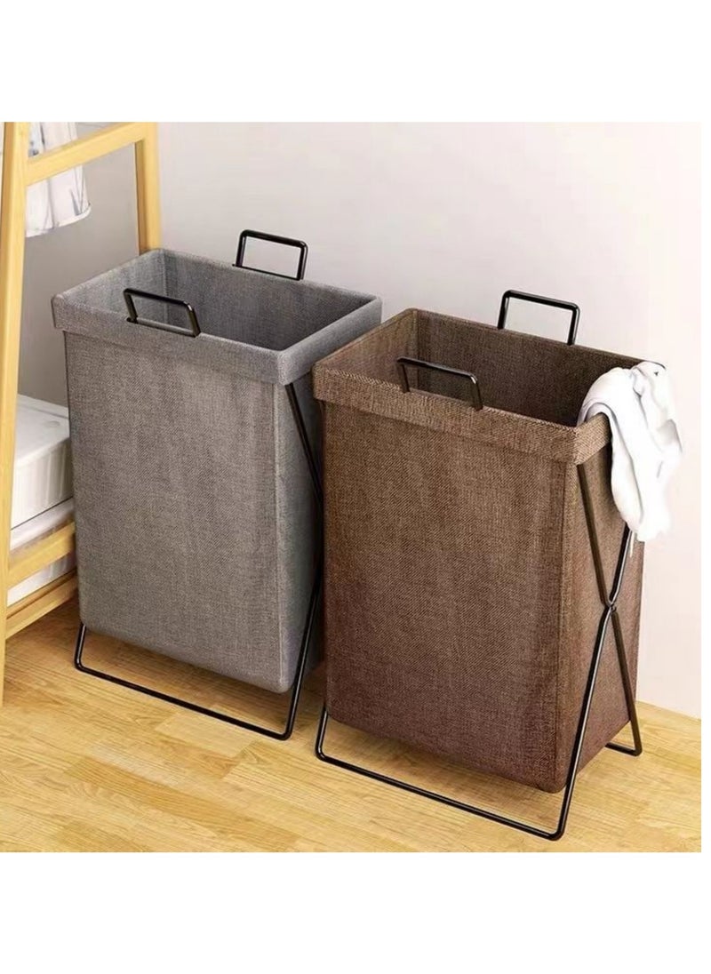 Foldable Laundry Basket with Stainless Steel Frame, 50L Collapsible Waterproof Laundry Basket, Laundry Hamper Bag Washing Bin Clothes Bag Organizer Storage Wash Basket Hamper for Clothes Toys