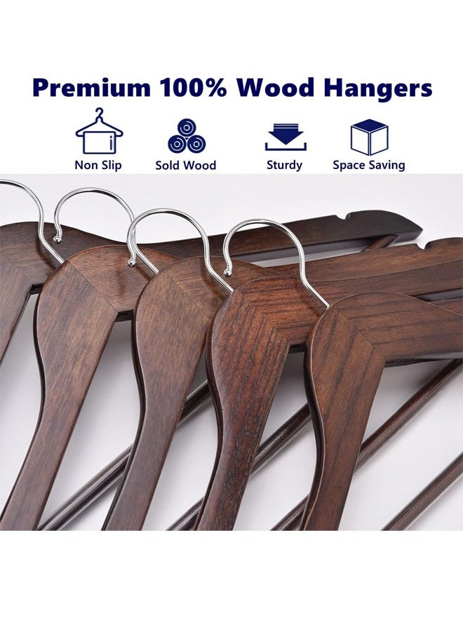 Pack of 5 Non-Slip Swivel Hook Wooden Hangers