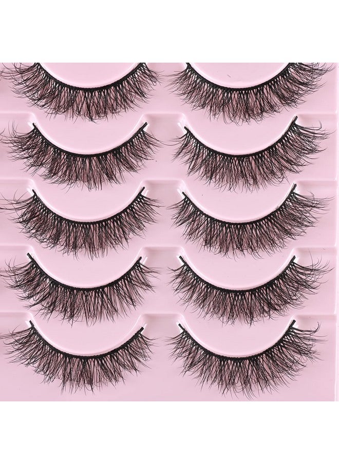 FARRED Natural Lashes Short Eyelashes Wispy False Mink Lash Pack 14 Pair Natural Look Fluffy Cat Eye Strip Eyelash Small Fake Lashes Full Pestañas Sets for MUA and Beginners Daily Makeup (F1 | 8-14mm)