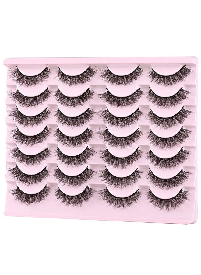 FARRED Natural Lashes Short Eyelashes Wispy False Mink Lash Pack 14 Pair Natural Look Fluffy Cat Eye Strip Eyelash Small Fake Lashes Full Pestañas Sets for MUA and Beginners Daily Makeup (F1 | 8-14mm)