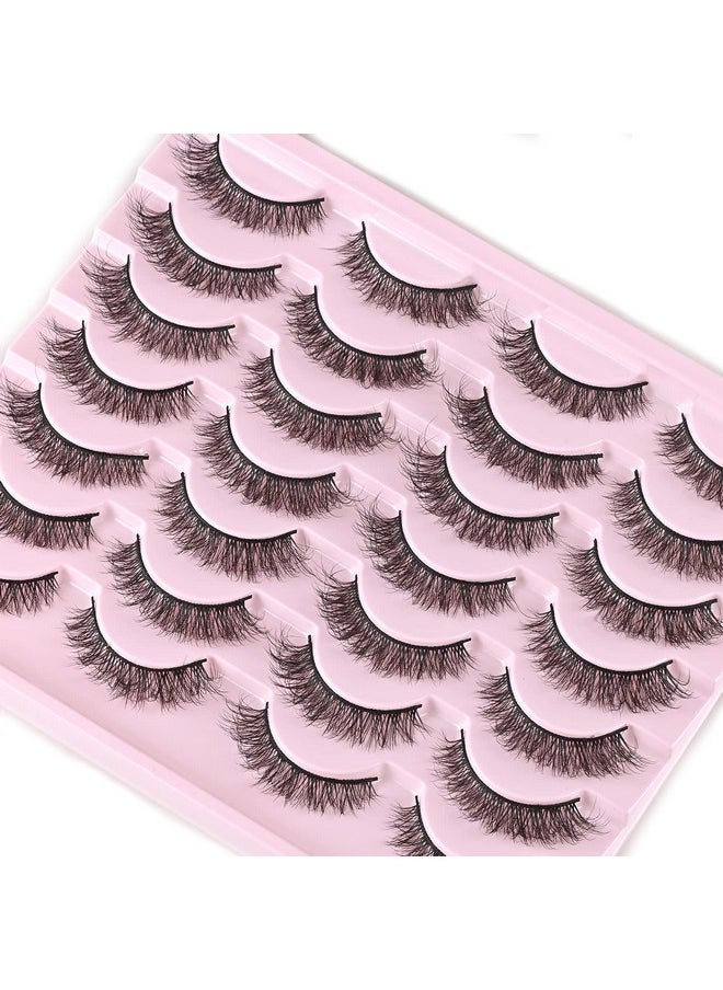 FARRED Natural Lashes Short Eyelashes Wispy False Mink Lash Pack 14 Pair Natural Look Fluffy Cat Eye Strip Eyelash Small Fake Lashes Full Pestañas Sets for MUA and Beginners Daily Makeup (F1 | 8-14mm)