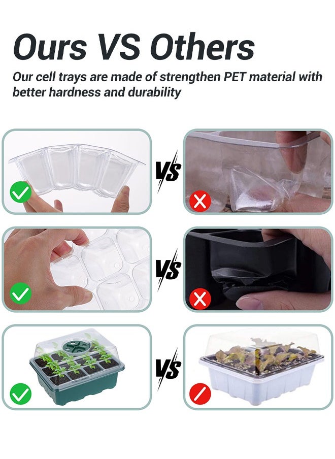 Seed Starter Tray 6-Pack Germination Trays Seedling Starter Kits Plant Starter Kit with Humidity Domes and Base Indoor Greenhouse Mini Propagator Station for Seeds Growing Starting 12 Cells per Tray