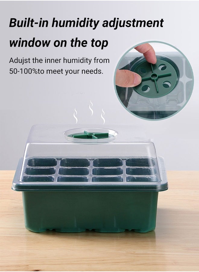 Seed Starter Tray 6-Pack Germination Trays Seedling Starter Kits Plant Starter Kit with Humidity Domes and Base Indoor Greenhouse Mini Propagator Station for Seeds Growing Starting 12 Cells per Tray