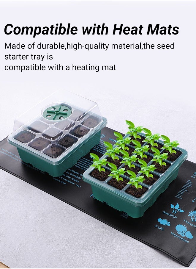 Seed Starter Tray 6-Pack Germination Trays Seedling Starter Kits Plant Starter Kit with Humidity Domes and Base Indoor Greenhouse Mini Propagator Station for Seeds Growing Starting 12 Cells per Tray