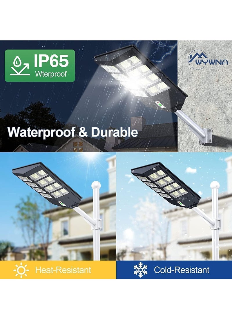 3600w Solar Street Light Dusk to Dawn With Remote Control Motion Sensor Solar Lights Outdoor Waterproof Perfect for Patio Shed Garden Backyard Warm White