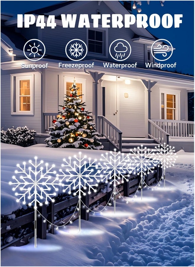 Snowflake Lights Outdoor, 10 Large Snowflake Christmas Pathway Lights Outdoor Christmas Decorations Yard Sidewalk Walkway Driveway Marker Stake, White