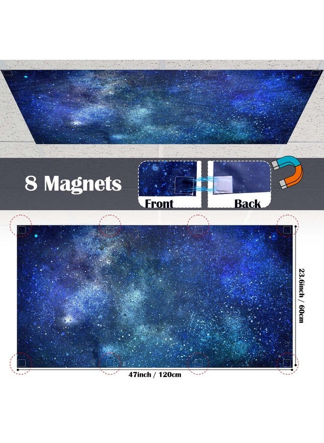 6 Pcs Fluorescent Light Covers With 48 Magnets Decorative Magnetic Light Filters For Ceiling Lights Classroom Office Kitchen Decoration (Starry)