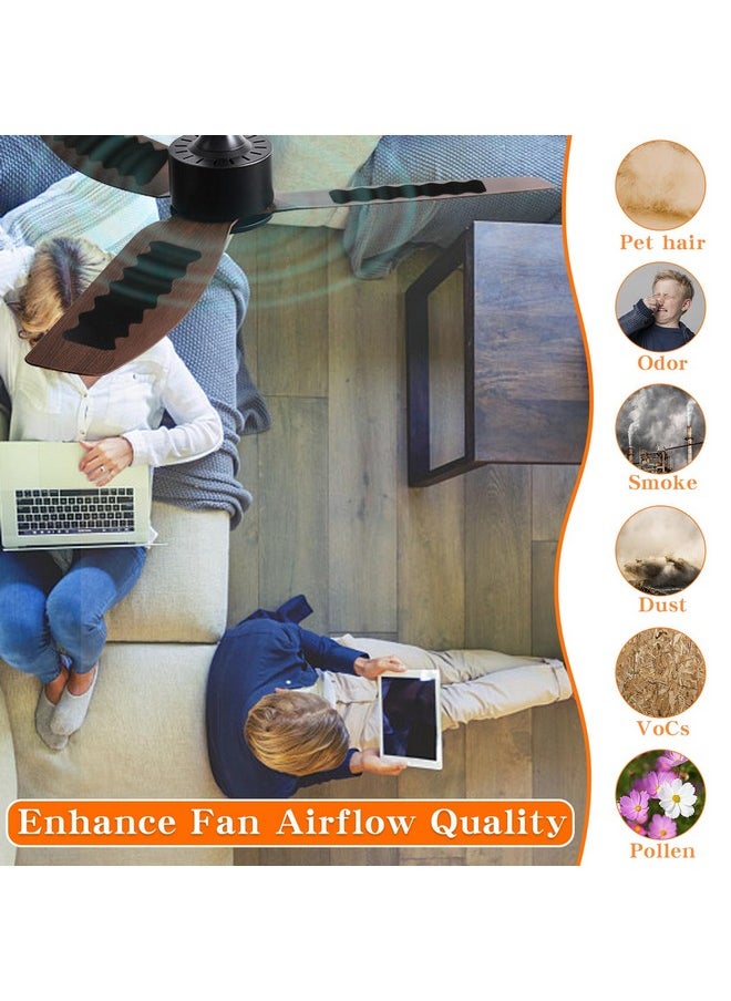 10 Pcs Ceiling Fan Filters Unscented Activated Coconut Shell Carbon Filter Easy-Stick Universal Ceiling Fan Air Filters Unscented Ceiling Fan Blade Filters For Common Household Contaminants