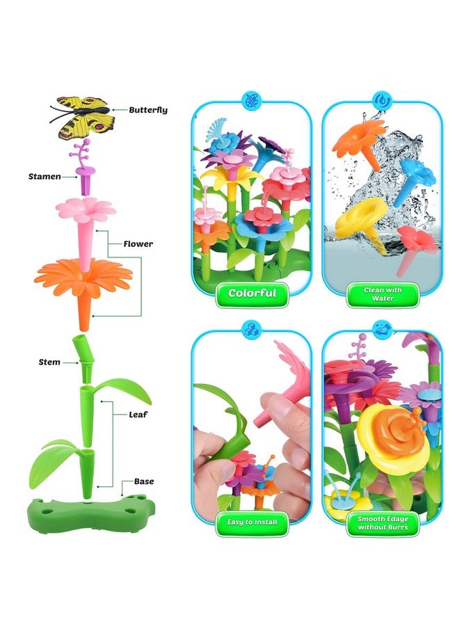148Pcs Flower Garden Building Toys For 3 4 5 6 7 Year Old Toddlers Girls Boys, Preschool Garden Play Set As Educational Stem Toys For Kids, Learning Toys As Birthday Gift For Girls