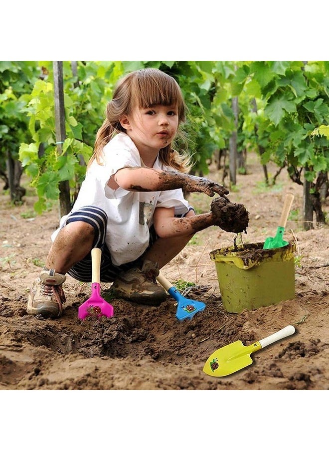 Kids Gardening Tools Set, 5Pcs Gardening Tools For Kids Metal With Sturdy Wooden Handle Safe Gardening Tools 8