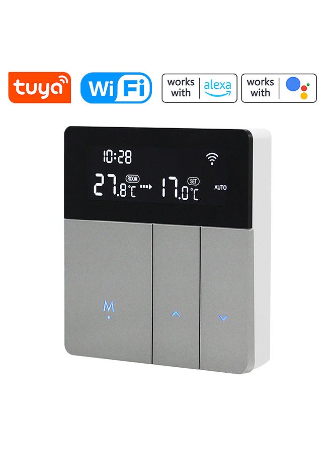 i8HGA Tuya WiFi Intelligent Temperature Controller Thermostat Backlight Brightness Automatic Adjustment Home Away Mode Mobilephone APP Remotes Control Compatible with Alexa Google Home Voice Control