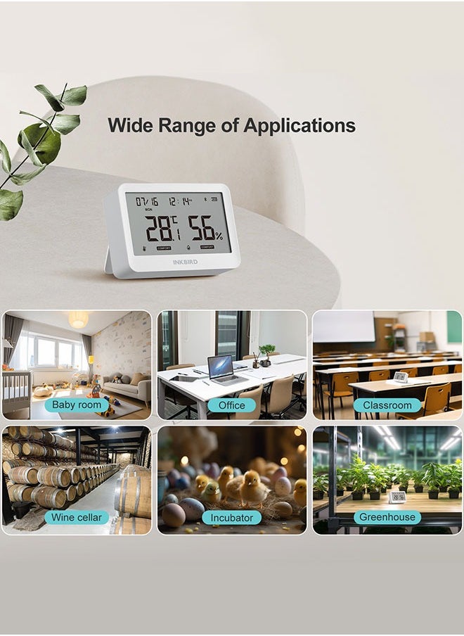 INKBIRD Bluetooth Smart Thermo-Hygrometer ITH-21-B, 6-in-1 Indoor Temperature and Humidity Monitor with APP Control, Custom Comfort Levels, 2 Years History Export