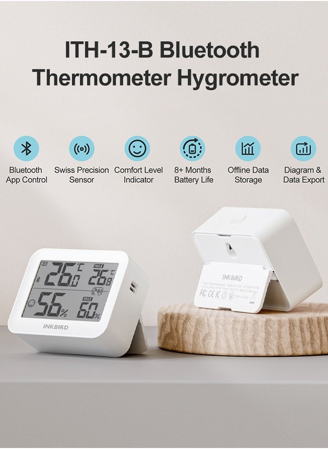 INKBIRD Bluetooth Thermometer Hygrometer ITH-13-B (2 Packs), Indoor Temperature and Humidity Monitor with APP Control, Custom Comfort Level