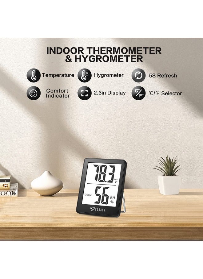 Digital Hygrometer Indoor Thermometer 3 Pack, Room Thermometer With 5S Fast Refresh, Accurate Humidity Meter Temperature Sensor For Home, Bedroom, Baby Room, Office, Greenhouse, Cellar (Black)