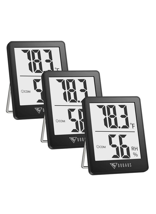 Digital Hygrometer Indoor Thermometer 3 Pack, Room Thermometer With 5S Fast Refresh, Accurate Humidity Meter Temperature Sensor For Home, Bedroom, Baby Room, Office, Greenhouse, Cellar (Black)