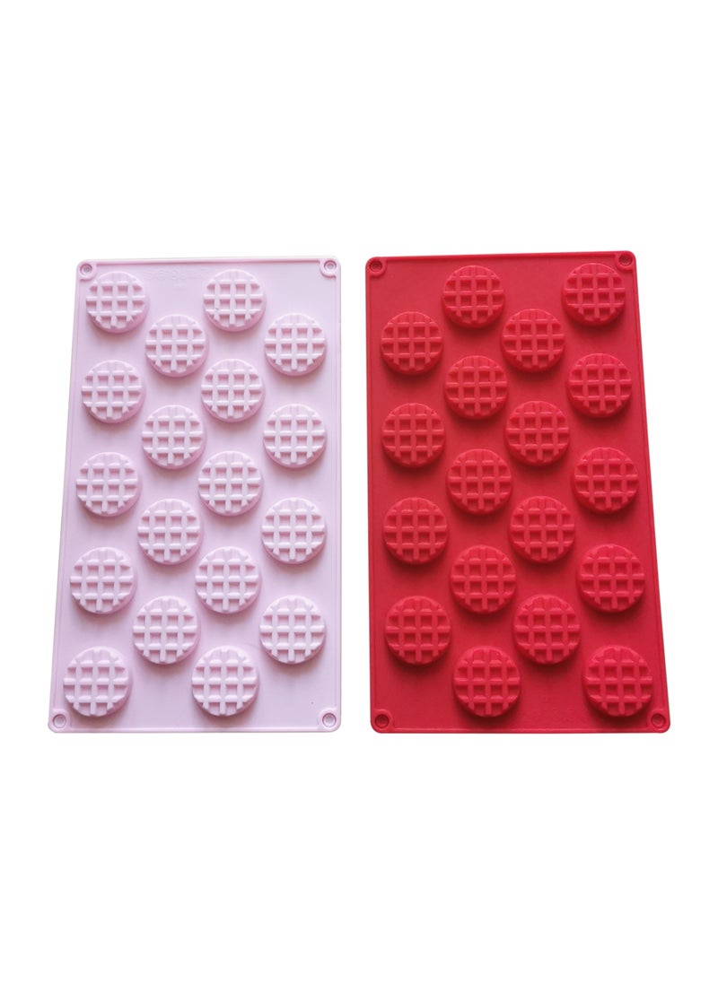 2-Pack Silicone Mini Round Waffle Mold, 18 Cavities Non-Stick Molds for Baking, Chocolate, Candy, and Gummy Making