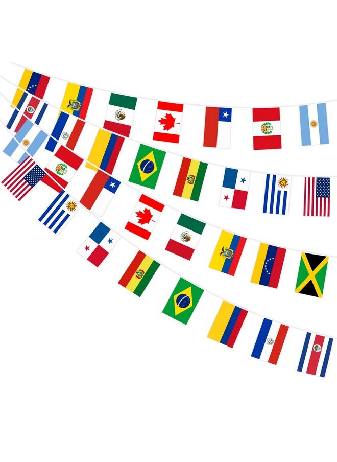 World String Of Flags For Hispanic Heritage Month Decorations, 32 Flags 16 Countries Double-Sided Banner Bunting For Soccer Bar Club Garden Party Decorations (5.51 X 8.26 Inch-1 Pack)