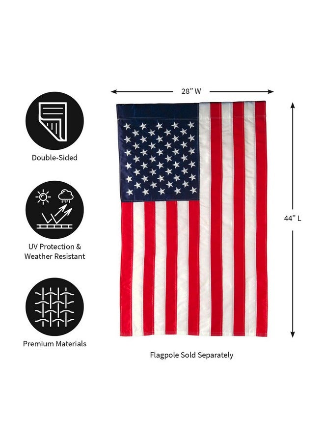 Evergreen American Flag 44-Inch X 28-Inch House Size | Heavy Duty Outdoor Premium 310D | Embroidered Stars And Stripes And Quadruple Stitched Edge | Usa Residential Or Commercial