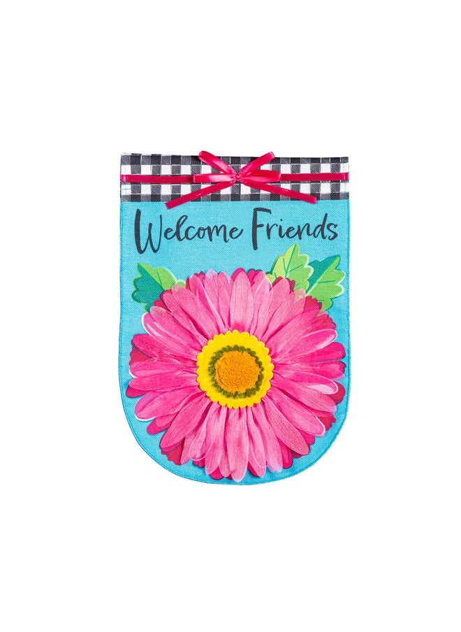 Welcome Friends Daisy Burlap Spring Garden Flags 12X18 Double Sided | Small Garden Flags For Outside | Welcome Spring Flag Décor For Yards And Gardens