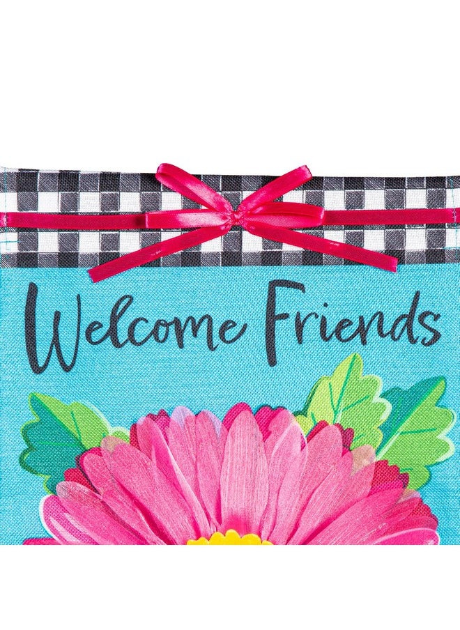 Welcome Friends Daisy Burlap Spring Garden Flags 12X18 Double Sided | Small Garden Flags For Outside | Welcome Spring Flag Décor For Yards And Gardens