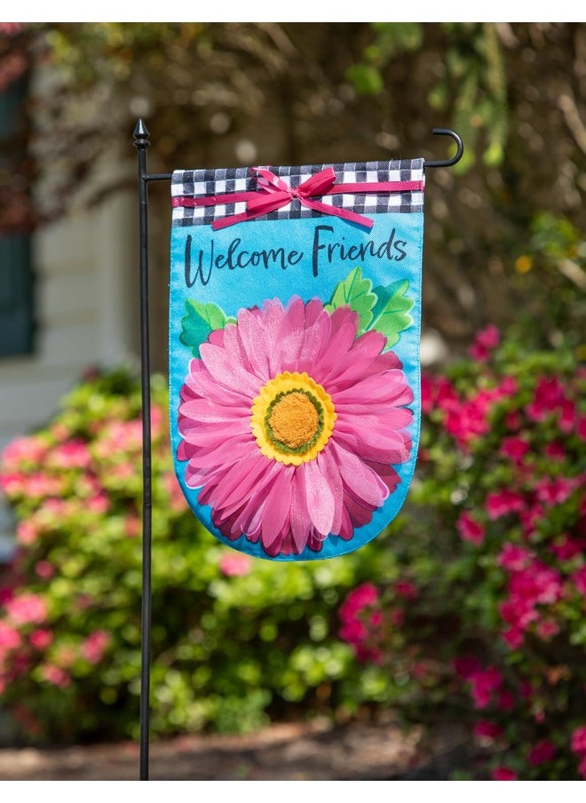 Welcome Friends Daisy Burlap Spring Garden Flags 12X18 Double Sided | Small Garden Flags For Outside | Welcome Spring Flag Décor For Yards And Gardens