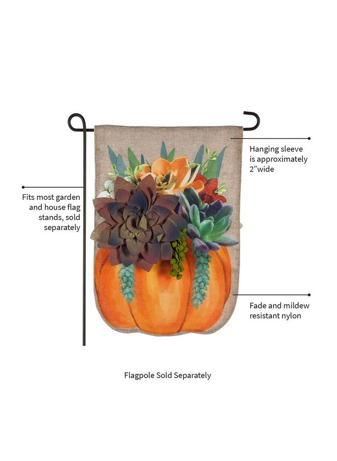 Fall Succulents Burlap Garden Flag | Fall Garden Flag 12X 18 Double Sided | Autumn Pumkin Garden Flags For Outside | Fall Indoor Outdoor Decor For Homes Porch Yards Gardens