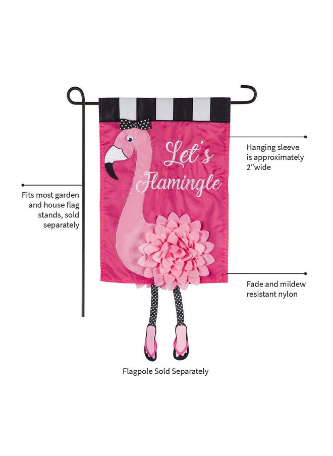 Let'S Flamingle Garden Applique Flag | Pink Flamingle Garden Flag 12X18 Double Sided | Small Garden Flags For Outside | Outdoor House Welcome Flags For All Season
