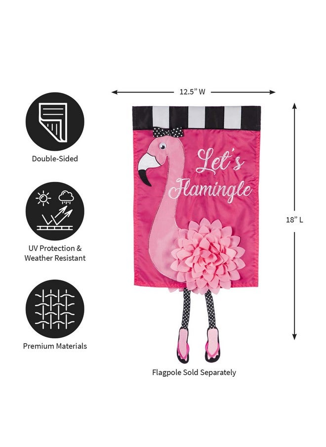 Let'S Flamingle Garden Applique Flag | Pink Flamingle Garden Flag 12X18 Double Sided | Small Garden Flags For Outside | Outdoor House Welcome Flags For All Season