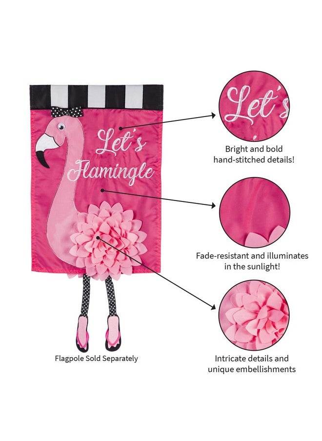 Let'S Flamingle Garden Applique Flag | Pink Flamingle Garden Flag 12X18 Double Sided | Small Garden Flags For Outside | Outdoor House Welcome Flags For All Season