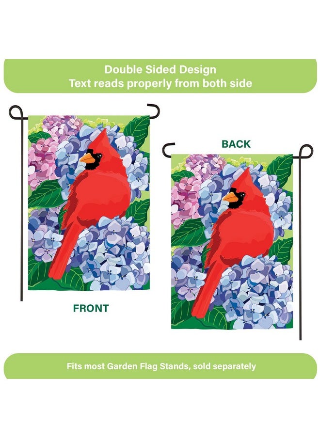 Red Cardinal And Hydrangeas Spring Garden Flags 12X18 Double Sided | Small Garden Flags For Outside | Welcome Spring Flag Décor For Yards And Gardens