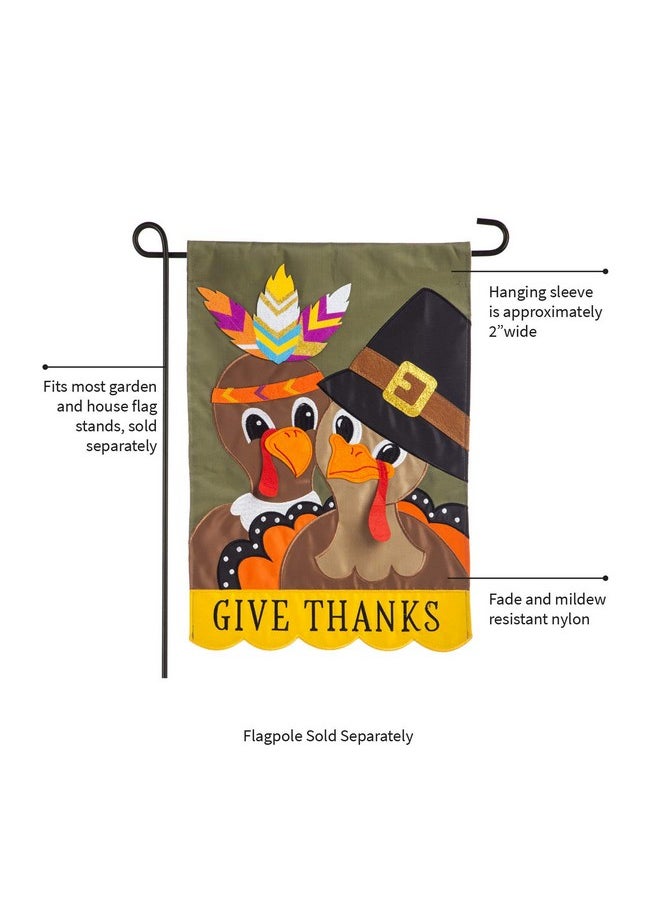 Embellished Pilgrim Couple Applique Garden Flag - 12.5 X 18 Inches Outdoor Decor For Homes And Gardens