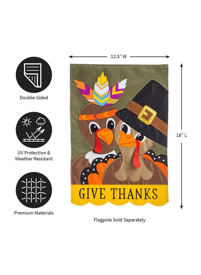 Embellished Pilgrim Couple Applique Garden Flag - 12.5 X 18 Inches Outdoor Decor For Homes And Gardens