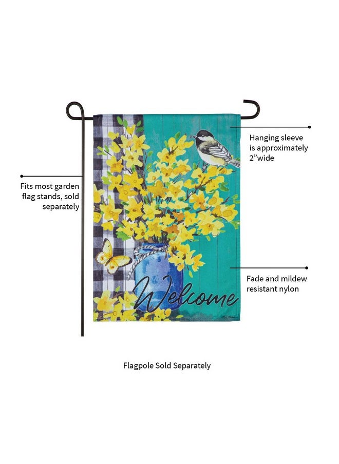 Spring Forsythia Suede Garden Flag 12X18 Double Sided | Small Garden Flags For Outside | Welcome Spring Flag Décor For Yards Porch Gardens