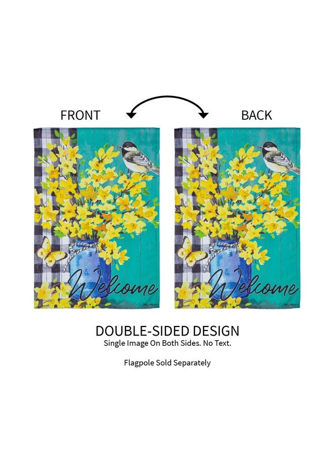 Spring Forsythia Suede Garden Flag 12X18 Double Sided | Small Garden Flags For Outside | Welcome Spring Flag Décor For Yards Porch Gardens