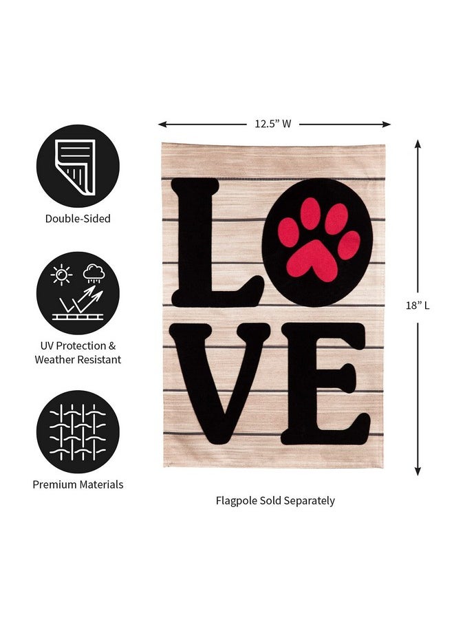 Paw Print Love Garden Flag 12X18 Double Sided | Pet Lover Garden Flags For Outside | All Seasons | Valentine'S Day House Décor Flags For Pet Puppy Dog Cat Lovers