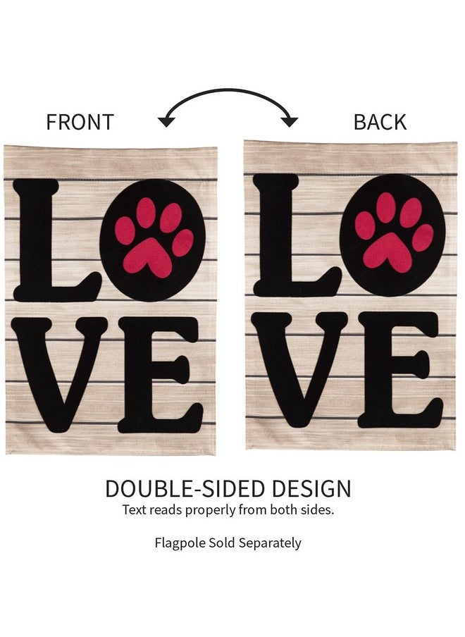 Paw Print Love Garden Flag 12X18 Double Sided | Pet Lover Garden Flags For Outside | All Seasons | Valentine'S Day House Décor Flags For Pet Puppy Dog Cat Lovers