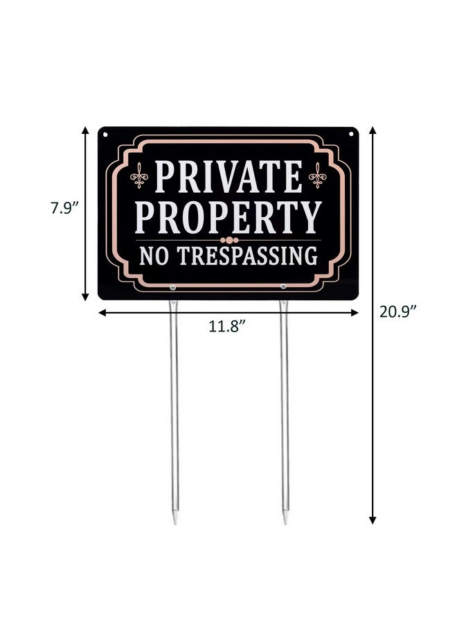 2 Pack Private Property No Trespassing Sign, Aluminum, 12