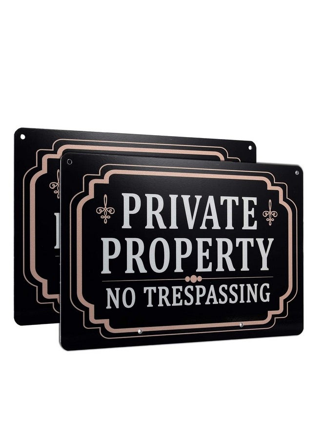 2 Pack Private Property No Trespassing Sign, Aluminum, 12