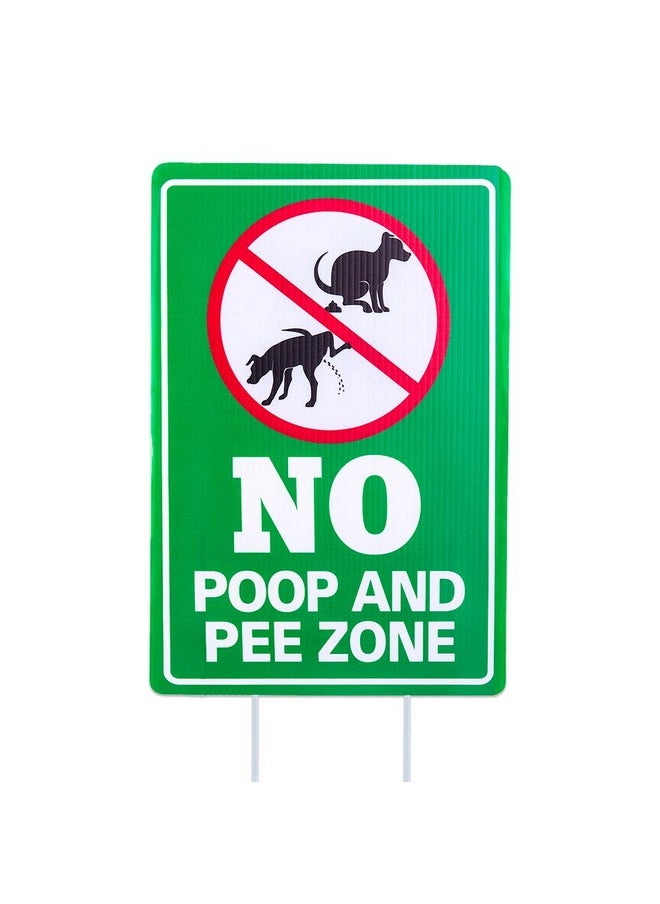 Double Side No Poop And Pee Zone Yard Signs With Stakes, 8''X12'' No Pooping Dog Sign