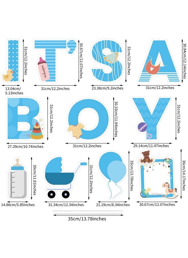 11 Pieces It’S A Boy Blue Yard Signs With Stakes Includes Letters, Ballon, Baby Bottle, Baby Pacifier Sign For Outdoor Decoration, Gender Reveal Baby Shower, Party Decoration