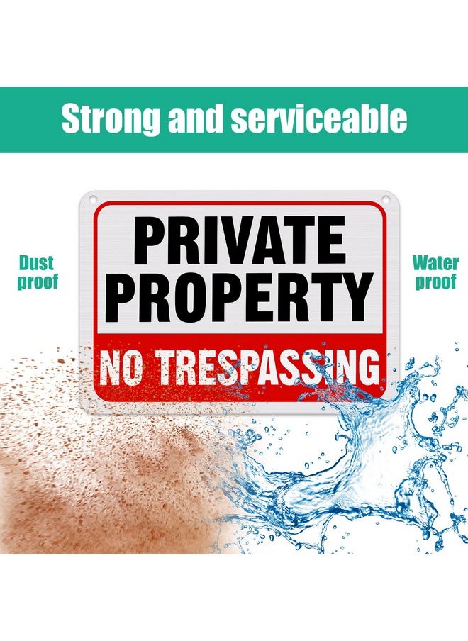 12 Pcs No Trespassing Signs Private Property Metal Reflective Aluminum No Trespassing Sign Weatherproof Warning Signs For Property Security Outdoor Yard Home, 7 X 10 Inch (Red, Black, White)